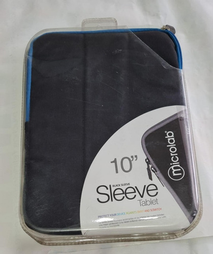 Funda Tablet Protec Microlab Black Sleeve Negro Ribete Azul