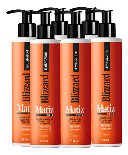 Kit 03 Shampoo + 03 Condicionador Matizador Blizzard 280ml