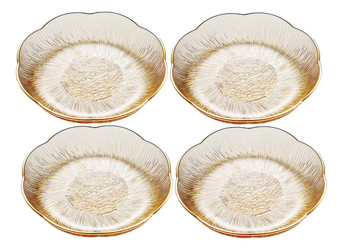 Plato De Fruta, Plato De Postre, Redondo, 4 Oro Transparente