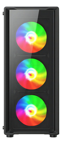 Gabinete Gamer Liketec Sigma Preto Com 4 Fans Led Rgb Usb 3