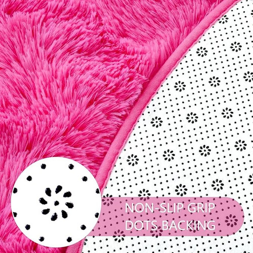 Alfombra Fucsia Redonda Pelo Largo 120x120cm Teng Fei