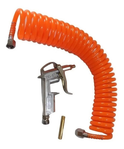 Manguera Espiral Para Compresor Aire + Pistola + Adaptador