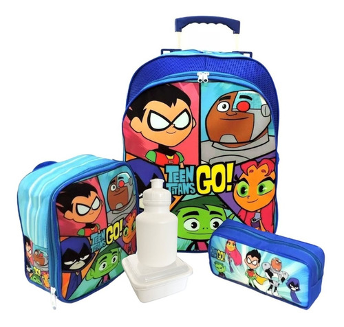 Kit Mochila Infantil Teen Jovens Titans Rodinhas Tam G F5