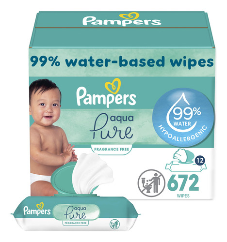 Baby Wipes Fitment, 672 Count - Pampers Aqua Pure Sensitive