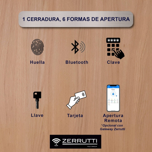 Imagen 4 de 10 de Cerradura Digital Inteligente Zerrutti Ze 8005