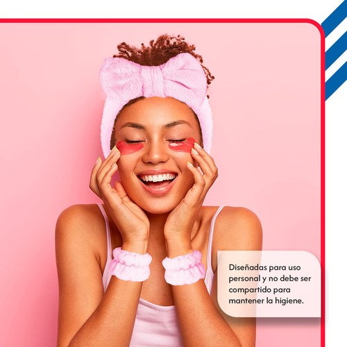 Diler Kit 5 Piezas Diadema Y Muñequeras Para Skincare Maquillaje Mascarilla Spa De Microfibra Moño Color Rosa