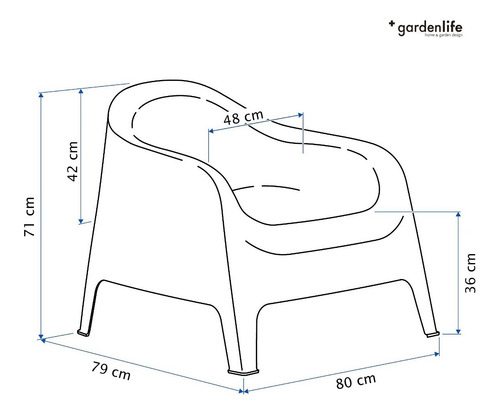 Imagen 8 de 9 de Set De 4 Sillones Plastico Skarpo Negros + Mesa Ratona
