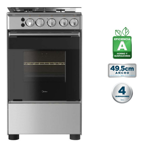 Cocina A Gas Midea 4 Quemadores Mcg-4qsg20ns Color Plateado