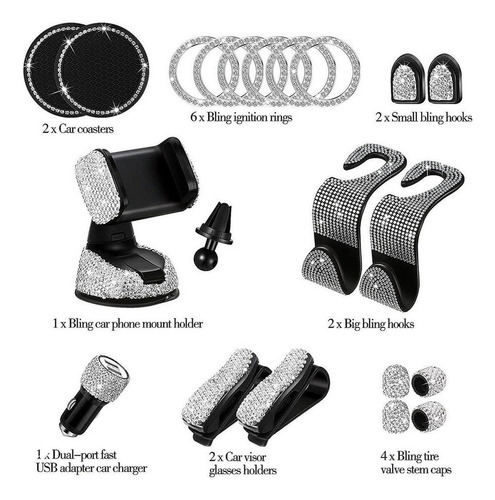 * Juego De Decoración De Coche For Mujer Bling Bling, 20