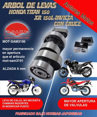 Imagen 8 de 8 de Arbol De Levas Competición Honda Titan 150 Xr Invicta 6mm