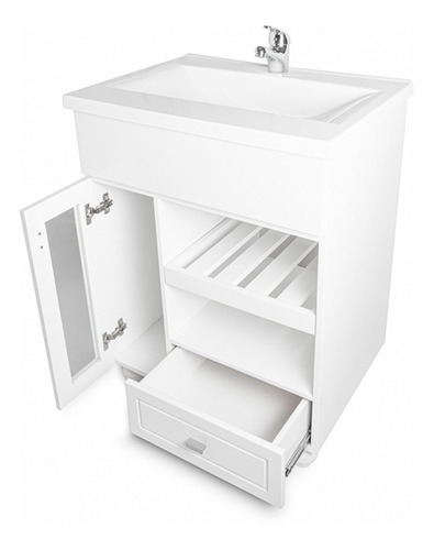 Vanitory 100% Laqueado Puerta Vidrio 60cm (mueble Solo)