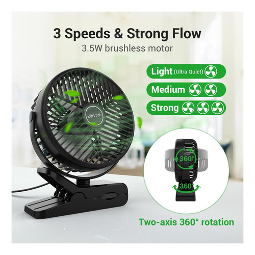 Ventilador De Escritorio Con Clamp De Zipvorb, Ventilador De