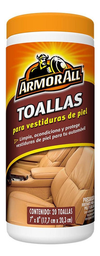 Toallitas Protectoras Limpia Acondiciona Armor All Para Piel Blanco