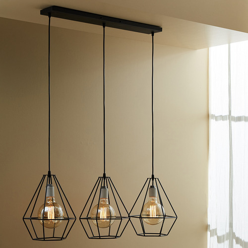 Lámpara Colgante Estilo Industrial con Jaula en hierrro Fábricantes directo Estructura en negro Marca Venzar