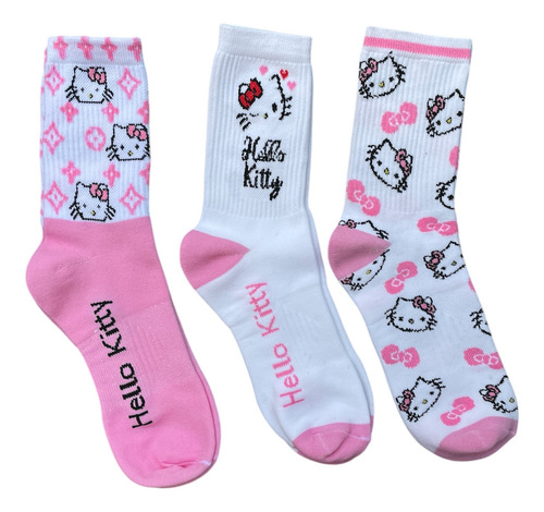 6 Pares De Calcetines De Hello Kitty Aleatorio Floreado 18-24 M