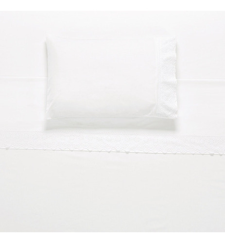 Sábana Broderie Alicante 2p Blanco Diseño De La Tela Liso