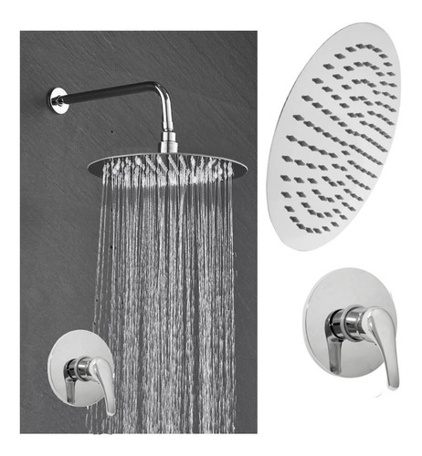 Kit Regadera 20cm Mas Mezclador Agua Fria Y Caliente Mini