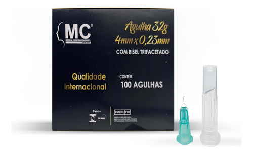 Agulha De Lebel Toxina 4mm 0,23mm 32g Medical Cx 100un