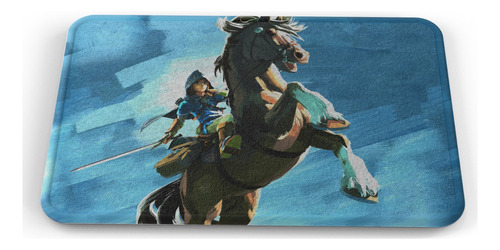 Tapete Zelda Link Y Caballo Cielo Baño Lavable 40x60cm