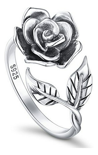 Anillo Floral Ajustable Alphm Plata De Ley S925