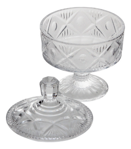 Baleiro Pote Vidro Cristal Doce Objetos Tampa Transparente