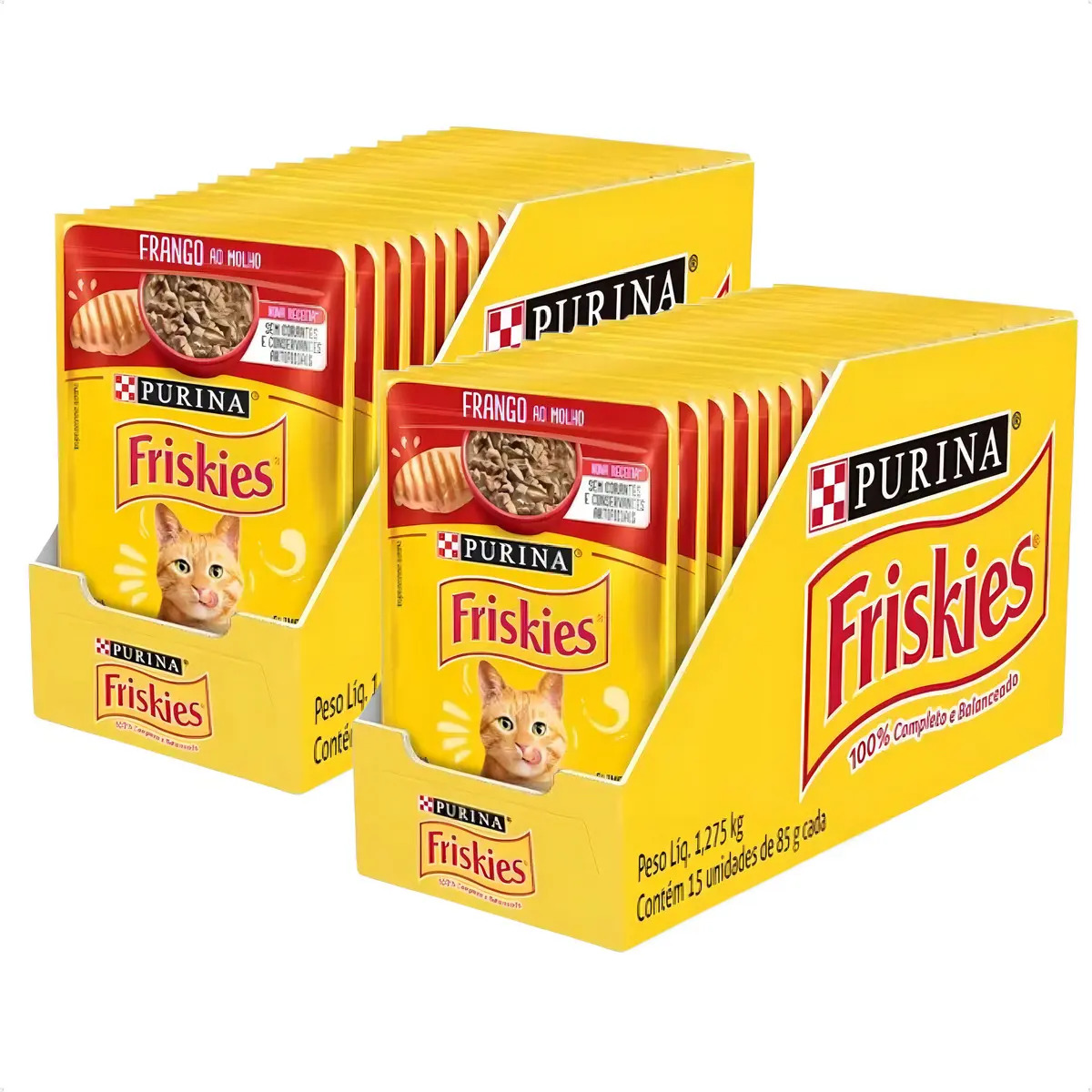 Ração Úmida Gatos Adultos Friskies Sabor Frango Sachê 85g Kit 30