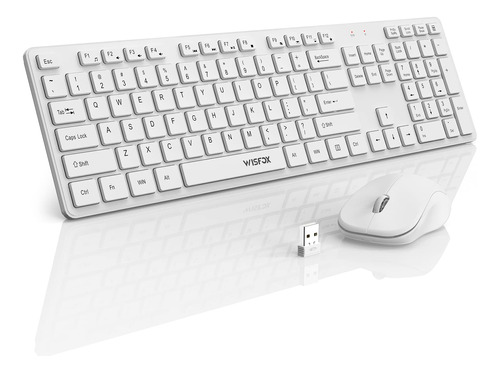 Wisfox - Teclado Y Mouse Inalambricos, Teclado Silencioso De