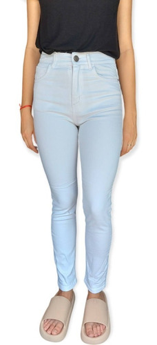 Combo Jeans Mujer Iris Blanco + Cinto Fino Ojales Premium