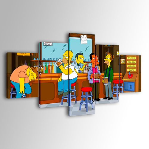 Set De Cuadros Canvas La Taberna De Moe Los Simpson