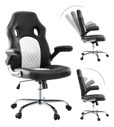 ~? Jhk 3-9-7 Gaming Office Desk Chair, Blanco + Negro
