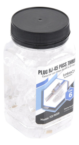 Bote Con 50 Plugs Pass Through Rj45 Cat6 Sin Blindaje