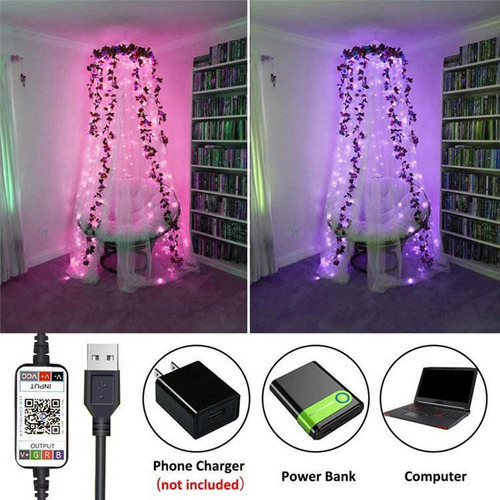 Rgb , Bluetooth App Controlado 100 Led Usb Fairy Light,