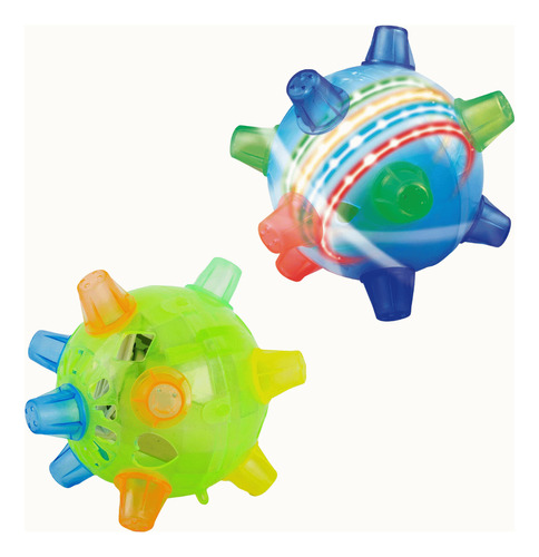 Bola Mania Flash Kick Pula Brinquedo Infantil Com Som Luzes Cor Azul/verde
