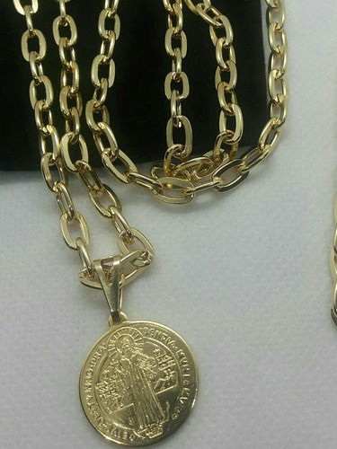 Corrente Masculina Banhada A Ouro Pingente São Bento