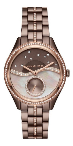 Reloj de pulsera Michael Kors Lauryn Mk3757 de cuerpo color ver foto, analógico, para mujer color