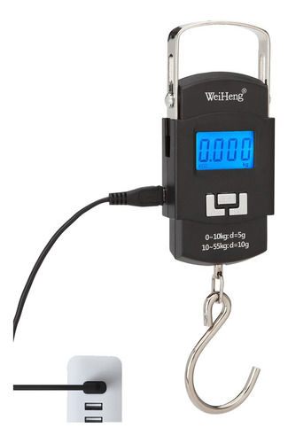 Báscula Electrónica Portátil Recargable Weiheng Lcd 55kg