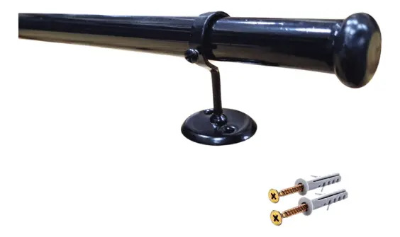 Kit Barral Para Cortina Metalico 3,60 Mt 22 Mm Soporte Techo Color Negro