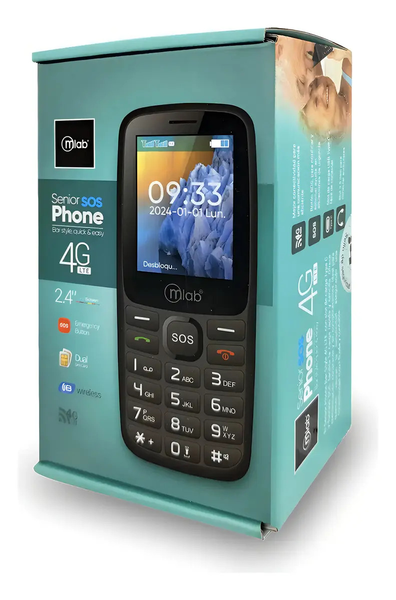 Teléfono Celular Senior Adulto Mayor Mlab 9387 Dual Sim Negro