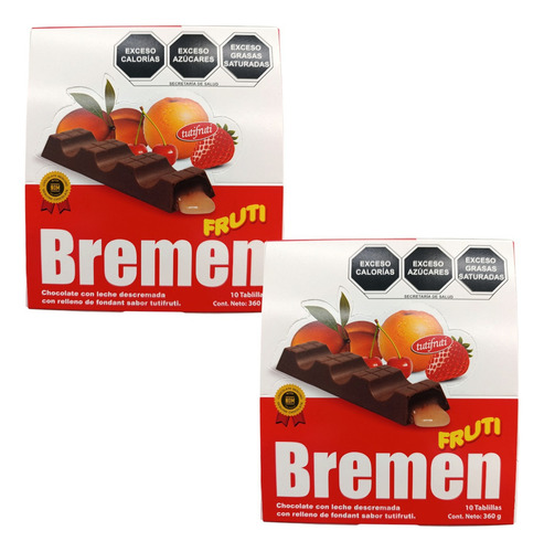 Chocolate Relleno Fondant Tutifruti 4 Caja 10pz C/u De 36g