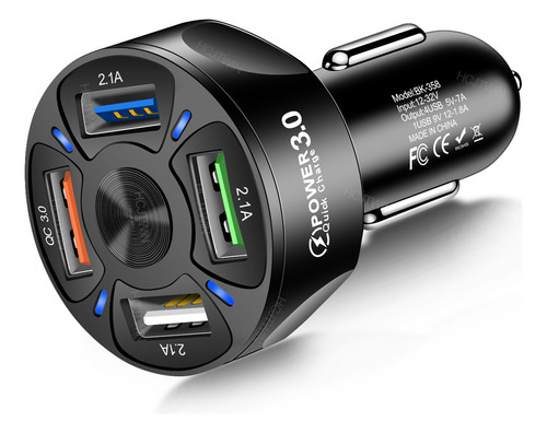 Adaptador Cargador Coche.en.7a 35w Usb Carga Rápida Led