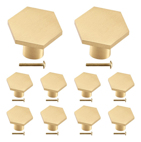 Asdasf Paquete De 10 Pomos Hexagonales De Latón Cepillado .