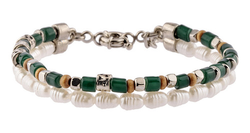 Pulseira Masculina Murano E Pérolas