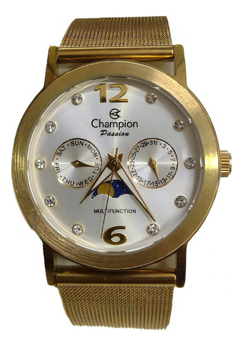 Relógio Champion Feminino Ch38208h Lindos Detalhes Cor da correia Dourado