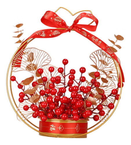 Ramo De Flores Artificiales Con Forma De Cubo Y Ramas Rojos