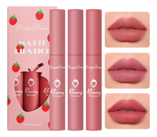 Juego De 3 Lapices Labiales Liquidos Mate Nude, Tinte Labial