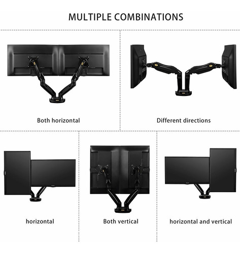 Soporte Dos Brazo Monitor Doble North Bayou F160 17 A 27 Color Negro
