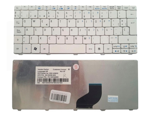 Teclado Acer One 521 522 532h D255 D257 D260 D270 E100 Pav80