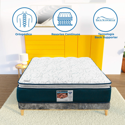 Colchón Queen Size Spring Air Preston Back Supporter Color Azul marino