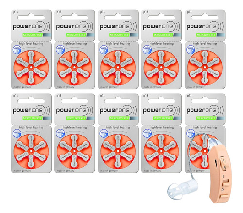 Power One 10 Paquetes C/ 6 Piezas # 13 Pila Auditiva Pr48