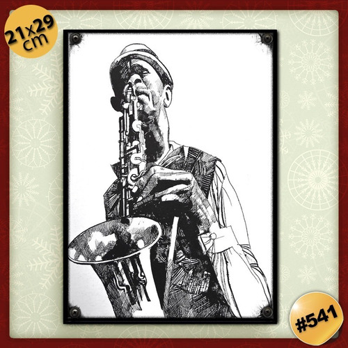 Imagen 1 de 2 de #541 - Cuadro Vintage 21 X 29 Cm / Poster Saxo Jazz Cartel